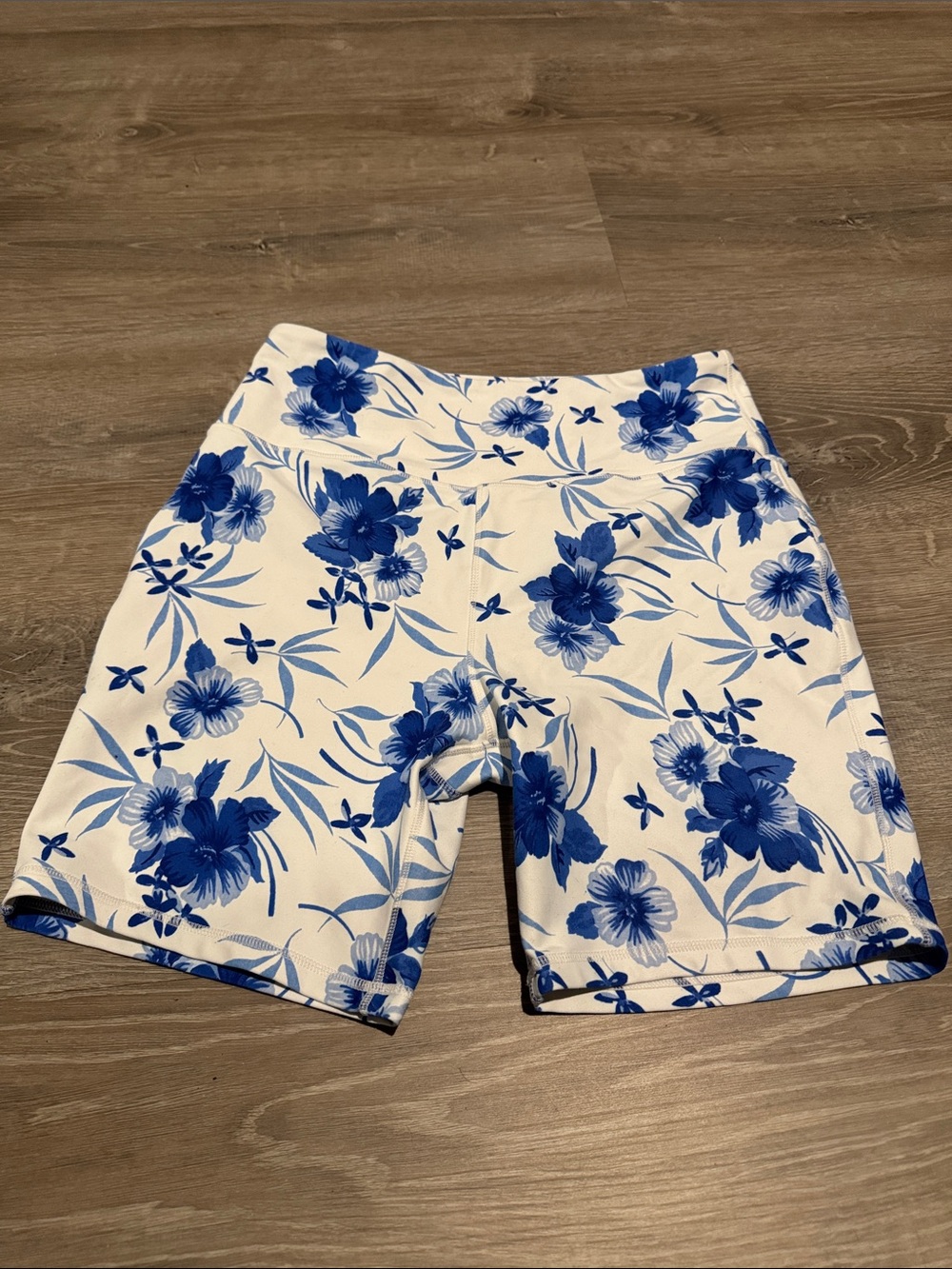 White & Blue Floral Swim Shorts